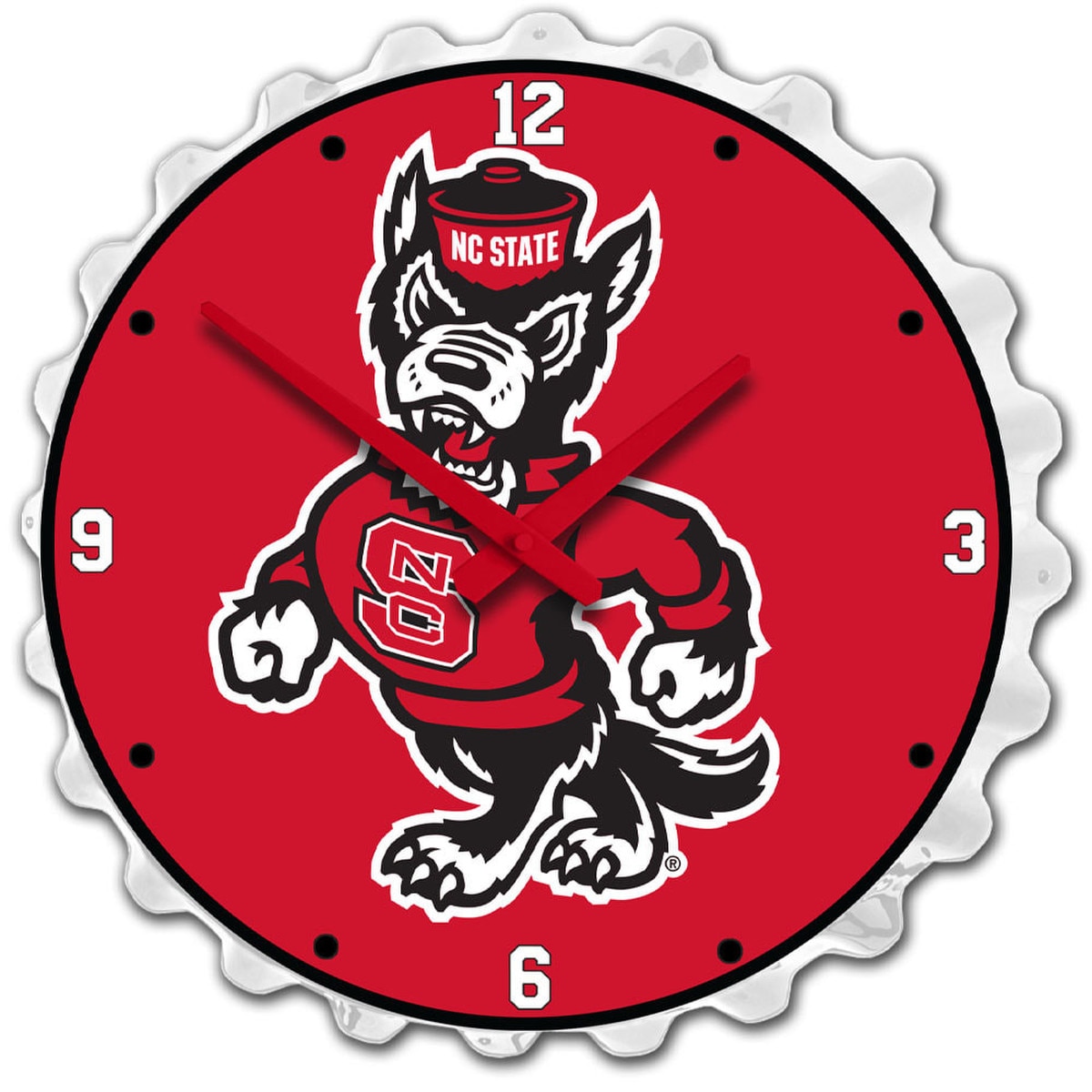 Bottle Cap Wall Clock - Red/White -
